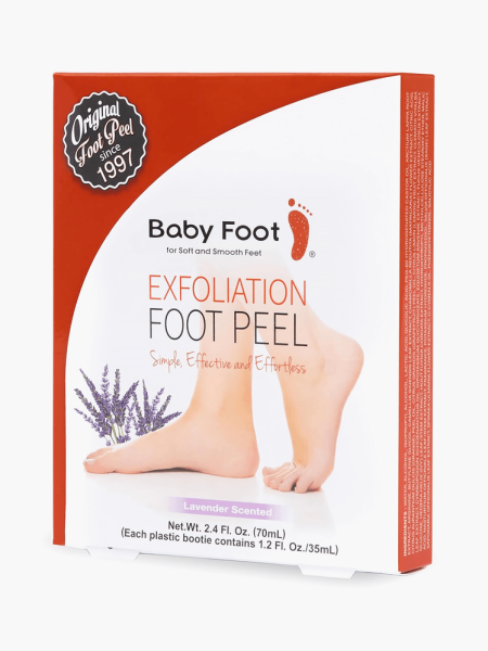 Original Exfoliation Foot Peel in branded red and white box packaging on light gray background